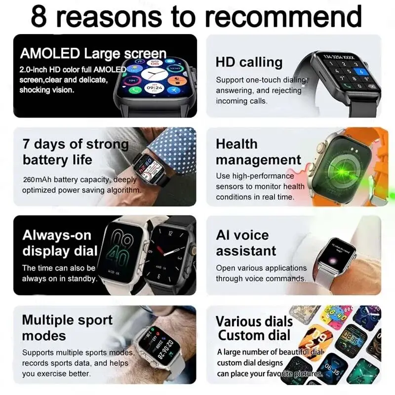 NEW 2024 HK9 Pro MAX Smart Watch 9 Mens Women AMOLED HD Screen Heart Rate Blood Pressure NFC Bluetooth Call Smartwatch For Sport - Image 3