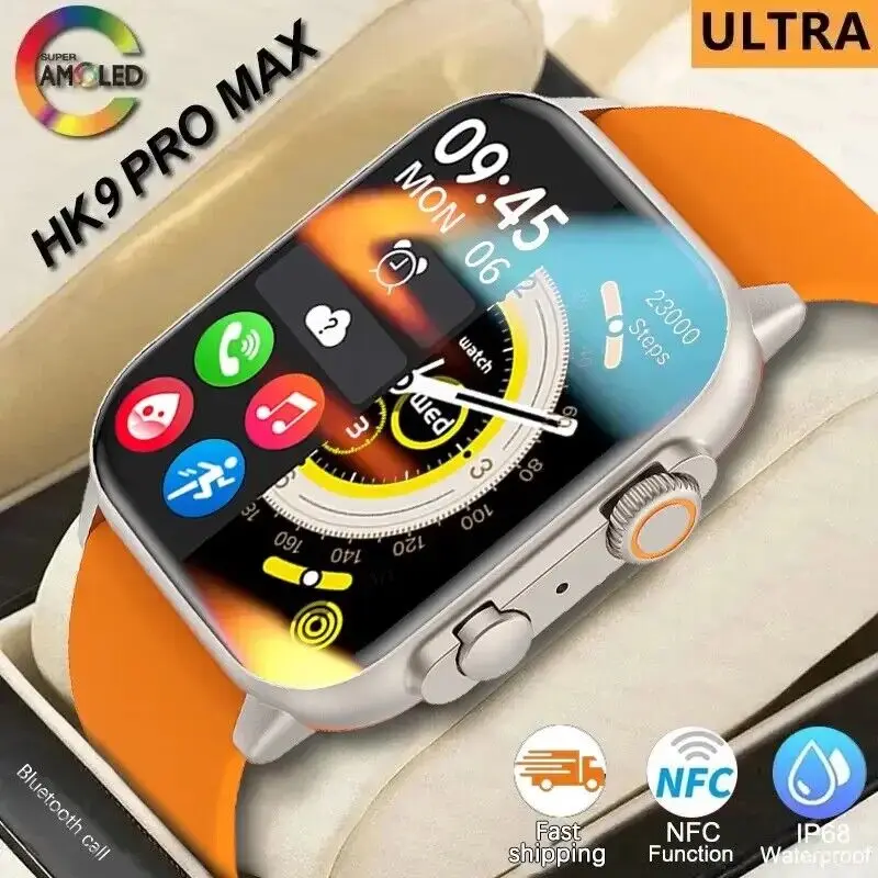 NEW-2024-HK9-Pro-MAX-Smart-Watch-9-Mens-Women-AMOLED-HD-Screen-Heart-Rate-Blood