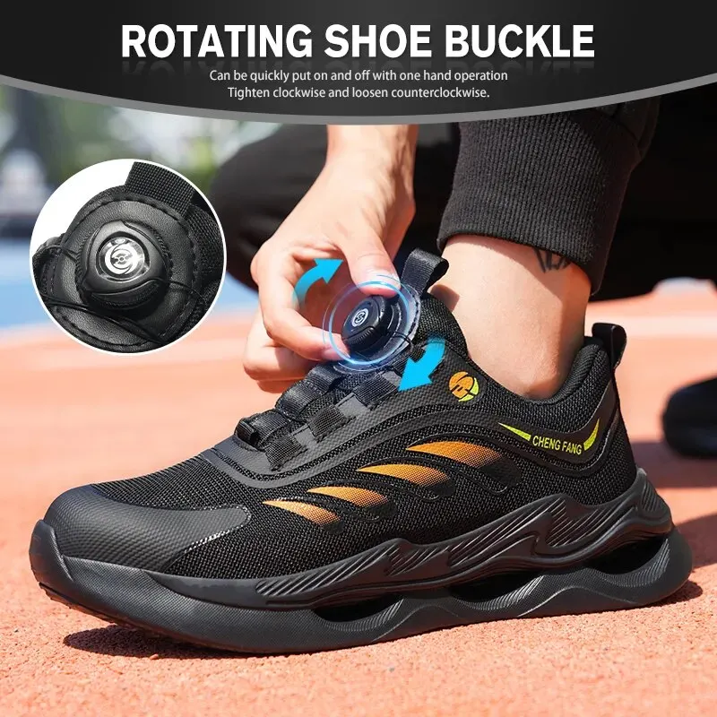 NEW Rotary Buckle Security Boots for Men Work Sneakers Women Boots Breathable Steel Toe Shoes Safety Puncture-Proof Men Boots - Image 3