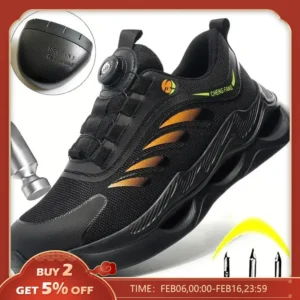 NEW Rotary Buckle Security Boots for Men Work Sneakers Women Boots Breathable Steel Toe Shoes Safety Puncture-Proof Men Boots