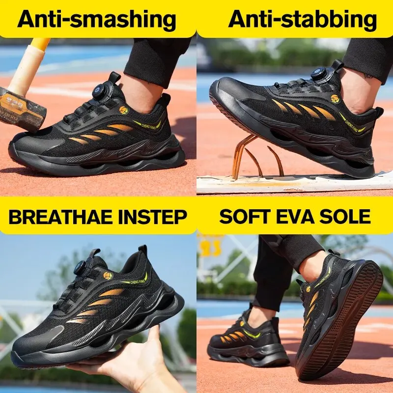 NEW Rotary Buckle Security Boots for Men Work Sneakers Women Boots Breathable Steel Toe Shoes Safety Puncture-Proof Men Boots - Image 5