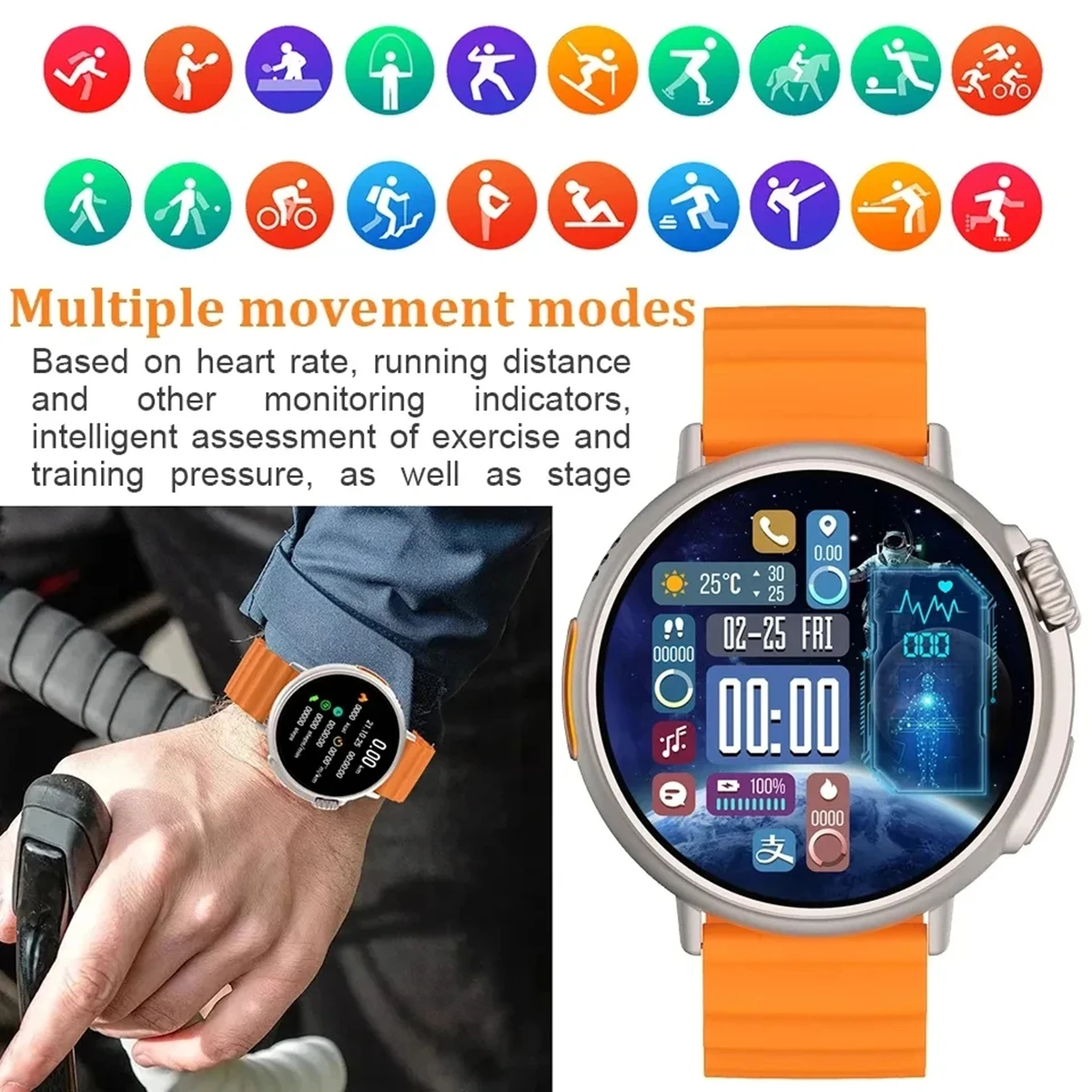 NEW Round Smart Watch Ultra Series 9 Bluetooth Phone Call Smartwatch NFC Health Monitor Waterproof Sport Men Smart watch Women - Image 6