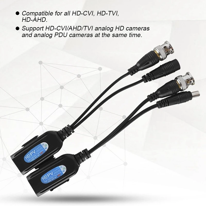 2pcs DC-8MHZ Passive CCTV Coax BNC Video Power Balun Transceiver to RJ45 Connector - Image 3