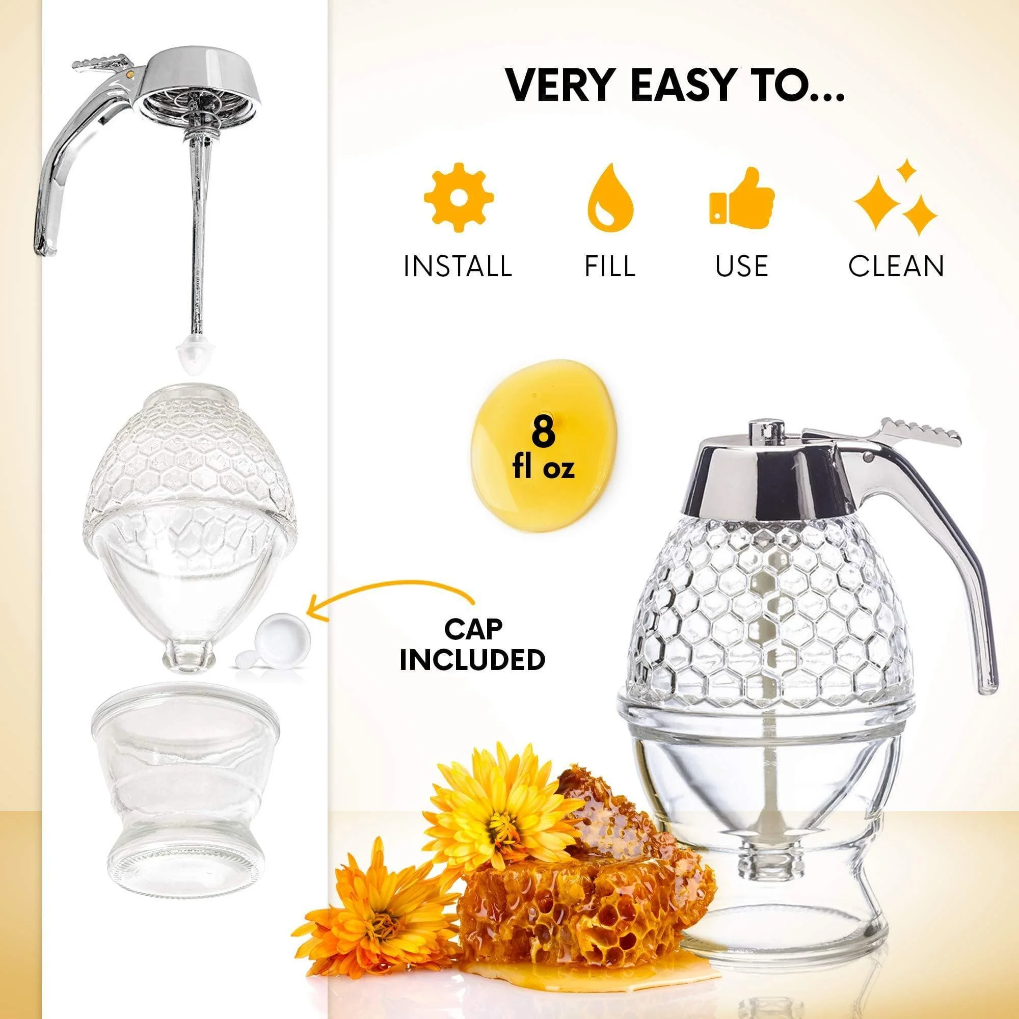 Baking Honey Bottle Squeeze Cup Syrup Bottle Pot Dispenser Acrylic Transparent Non-Drip Honey Dispenser Kitchen Tool Good Qualit - Image 5