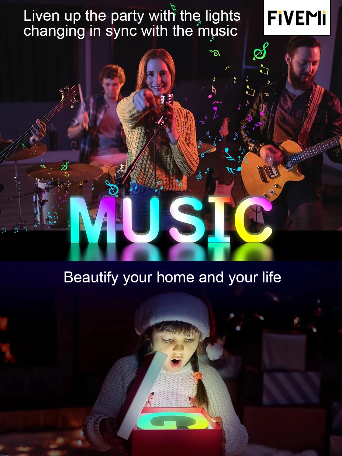 Letters Night Light Smart APP with 128 Scenes DIY Music Sync Gift Stick Wall for Home Living Room Bedroom Decor Lights Letter D - Image 4