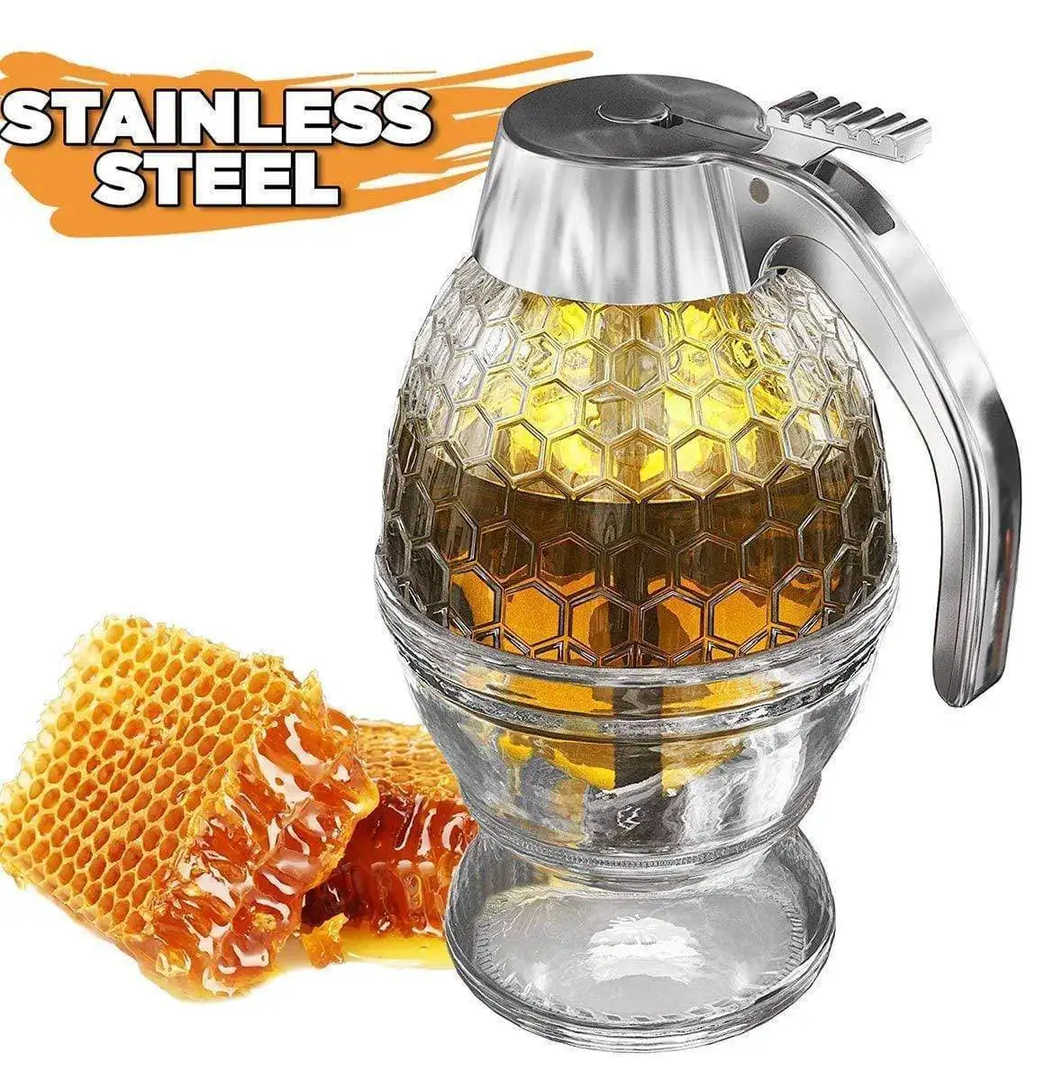 Squeeze-Bottle-Honey-Jar-Container-Bee-Drip-Dispenser-Kettle-Storage-Pot-Stand-Holder-Juice-Syrup-Cup