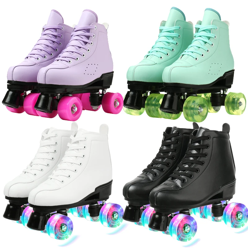 Women-White-PU-Leather-Roller-Skates-Skating-Shoes-Sliding-Inline-Quad-Skates-Sneakers-Training-Europe-Size